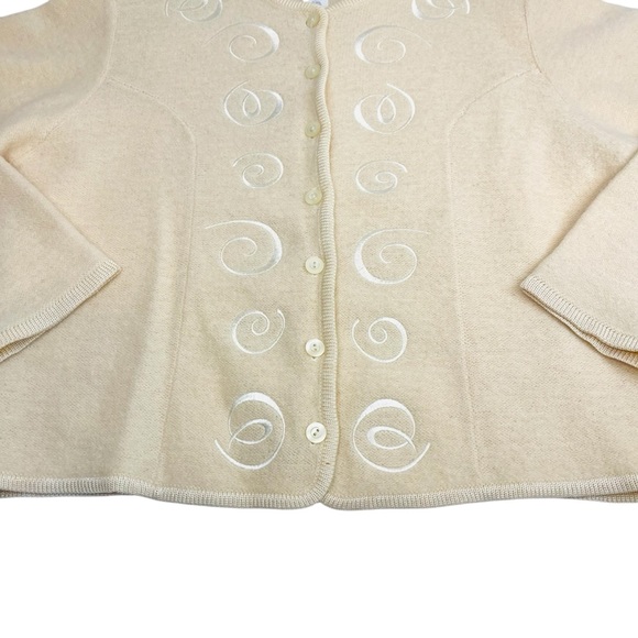Vintage Pendleton Cardigan Womens Large Cream Wool Blend Embroidered - Picture 6 of 14